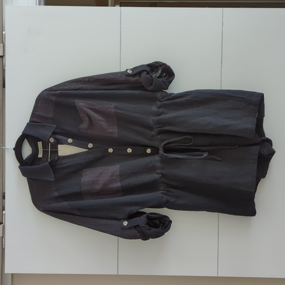 Black Cotton Linen Romper